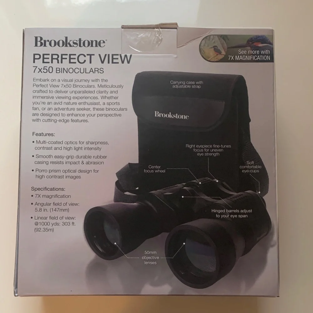Brookstone Perfect View 7x50 Binoculars - Sleek Black